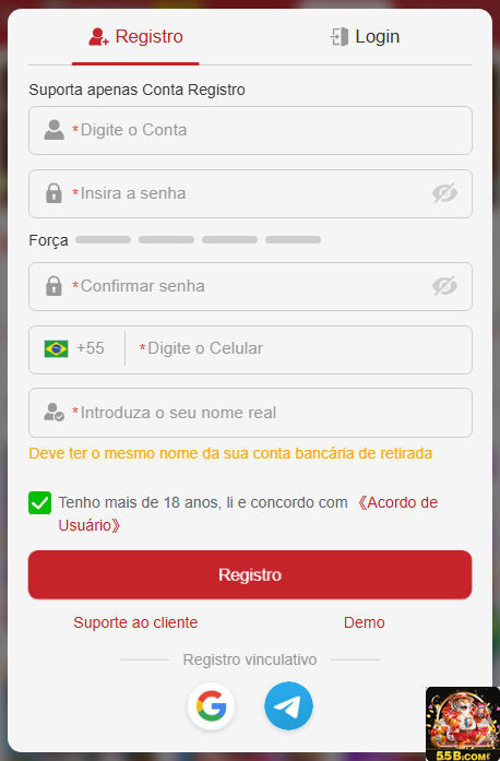 Experiência de Jogos 55b.com